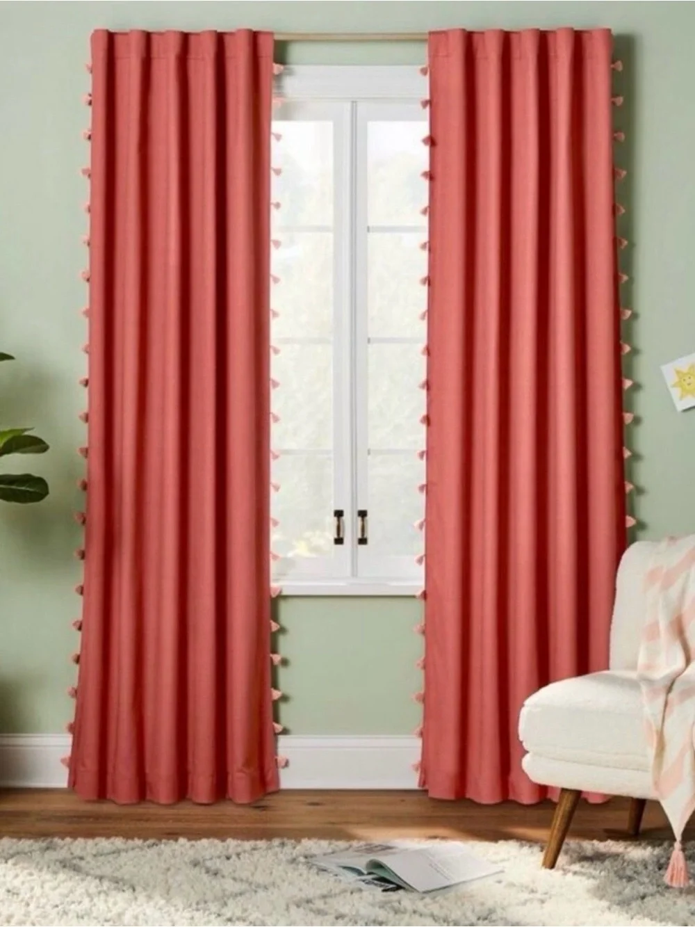 2 Pillowfort Coral Blackout Curtains - 84”